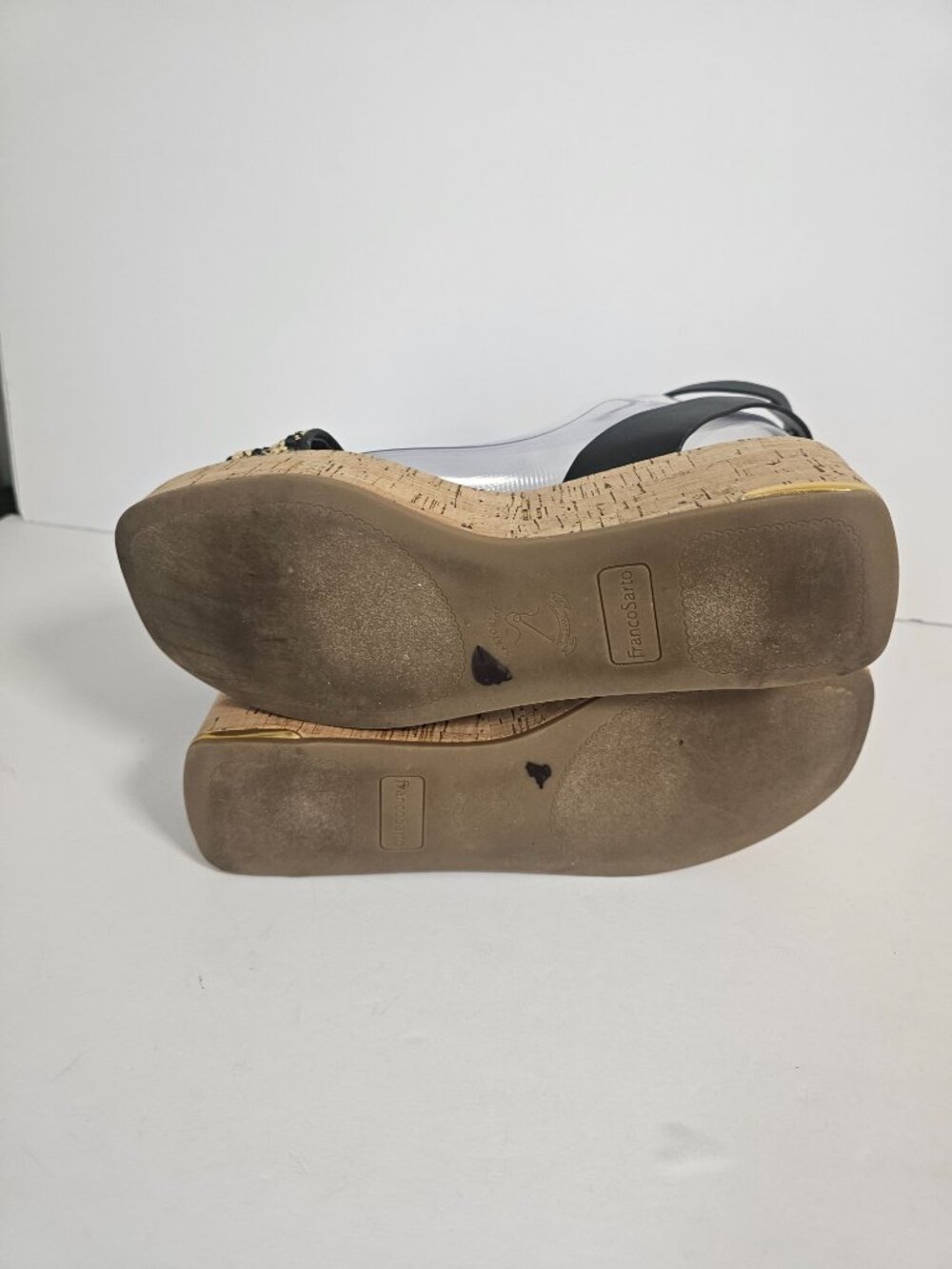 Franco Sarto Sandals Platform Cork Woven Beach Black Tan 9 - Picture 8 of 12